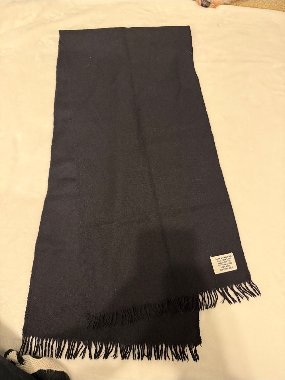 Cleyn and Tinker Inc Vintage 100% Wool Men’s  Black Fringed Scarf